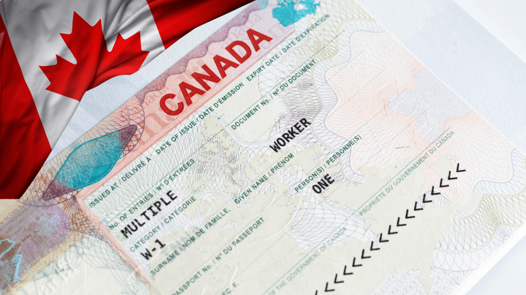 Canada flag with work permit